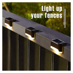 Amorly 4 Pcs Brown Warm White Solar Deck Lights Outdoor Waterproof Led Wall Light Garden Landscape Step Lamps Yard Patio Fence - thumbnail 3