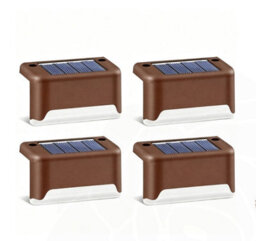 Amorly 4 Pcs Brown Warm White Solar Deck Lights Outdoor Waterproof Led Wall Light Garden Landscape Step Lamps Yard Patio Fence - thumbnail 1