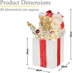 Wooden White Christmas Gift Box With 20 Led Lights, Gold Ribbon, Battery-Powered - thumbnail 7