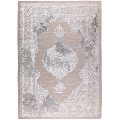 Livabliss Lustro-Vintage Beige Grey Off-White Traditional Boho Living Dining Bedroom Rug 120 X 170 Cm Easy Care, Non Shedding - image 1
