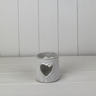 Satchville Glazed Ceramic Tealight Holder With Heart/star Cut-Out Detail - image 1