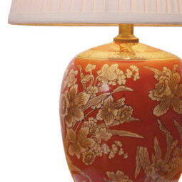 Downton Interiors Red Floral Oriental Chinese Floral Ceramic Porcelain Table Lamp - thumbnail 2