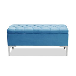 Modena Storage Ottoman Bench, Ottoman Footstool With Legs, 180Cm Plush Velvet Upholstered End Of Bed Bench, Duck Egg - thumbnail 2