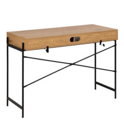 Wyld Haus Cambridge Oak-Effect Office Desk With Sliding Metal Door, Black Frame - thumbnail 5