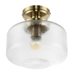 Happy Homewares Antique Brass Semi Flush Ceiling Light With Dimpled Clear Glass Shade - thumbnail 4