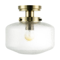 Happy Homewares Antique Brass Semi Flush Ceiling Light With Dimpled Clear Glass Shade - thumbnail 5
