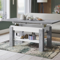 Heze Furniture Alva 2 In 1 Extending Coffee / Dining Table 110-150Cm - Concrete / White