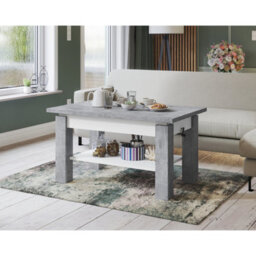 Heze Furniture Alva 2 In 1 Extending Coffee / Dining Table 110-150Cm - Concrete / White - thumbnail 3