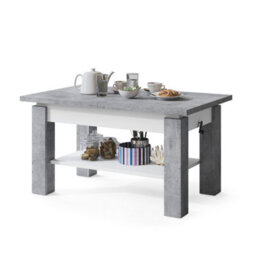 Heze Furniture Alva 2 In 1 Extending Coffee / Dining Table 110-150Cm - Concrete / White - thumbnail 5