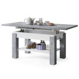 Heze Furniture Alva 2 In 1 Extending Coffee / Dining Table 110-150Cm - Concrete / White - thumbnail 6