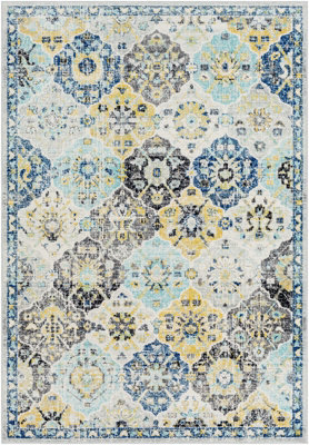 Livabliss Harput-Vintage Orange Blue Beige Grey Traditional Boho Living Dining Bedroom Rug 160 X 220 Cm Easy Care, Non Shedding - image 1