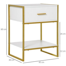 Wyld Haus Safifi White Bedside Table 1 Drawer 1 Shelf With Gold-Tone Frame - thumbnail 3
