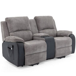 More4Homes Postana Dual Motor Rise Recliner 2 Seater Jumbo Cord Drinks Console Mobility Sofa (Grey) - thumbnail 2