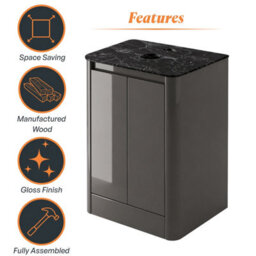 Plum&clay Mayfair Gloss Dark Grey Freestanding Bathroom Vanity Unit With Black Slate Countertop (W)550mm (H)745mm - thumbnail 6