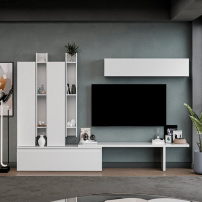 Decorotika Azur Moduler Modern Tv Unit Wall Mount Customizable Layout High Gloss White - image 1