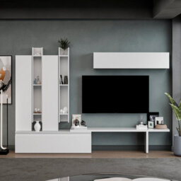 Decorotika Azur Moduler Modern Tv Unit Wall Mount Customizable Layout High Gloss White