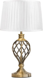 Lighting Supermarket Hepburn Large Barley Twist Table Lamp Antique Brass Traditional With Ivory Pleat 61Cm