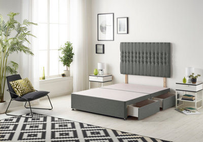 Somnior Beds Somnior Galaxy Linen Grey Divan Bed Base With 4 Drawers And Headboard - King - image 1