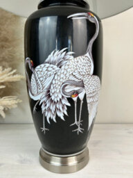 Downton Interiors Black Crane Ceramic Table Lamp With Plain Shade - thumbnail 2