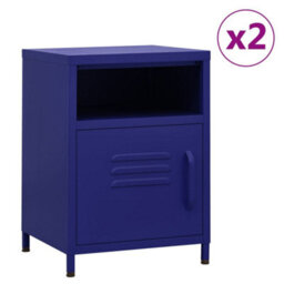 Berkfield Nightstands 2 Pcs Navy Blue 35X35X51 Cm Steel - thumbnail 1