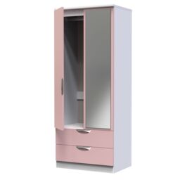 Rovigo Ready Assembled Matt White & Pink 2 Drawer Double Wardrobe With 1 Mirror Door (H)1824mm (W)738mm (D)530mm - thumbnail 5