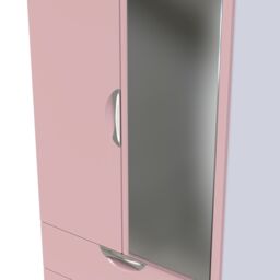 Rovigo Ready Assembled Matt White & Pink 2 Drawer Double Wardrobe With 1 Mirror Door (H)1824mm (W)738mm (D)530mm - thumbnail 4