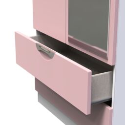 Rovigo Ready Assembled Matt White & Pink 2 Drawer Double Wardrobe With 1 Mirror Door (H)1824mm (W)738mm (D)530mm - thumbnail 2
