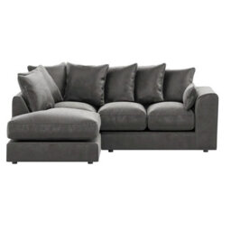 Furnishings For Less UK Brooklyn Plush Velvet 3 To 4 Seater L Shaped Corner Sofa Fibre Grey Left Hand Facing - thumbnail 2