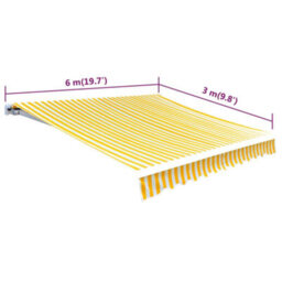 Berkfield Awning Top Sunshade Canvas Sunflower Yellow & White 6 X 3 M - thumbnail 5