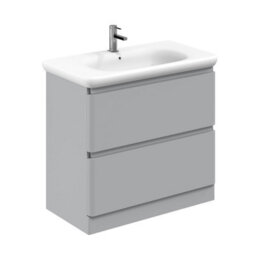 Plum&clay Marvel Gloss Light Grey Floor Standing Bathroom Vanity Unit With Round Resin Basin (W)900mm