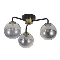 Inlight Agile Flush Matt Glass & Metal Black Antique Brass & Smoked Glass Effect 3 Lamp Led Ceiling Light - thumbnail 5