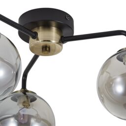 Inlight Agile Flush Matt Glass & Metal Black Antique Brass & Smoked Glass Effect 3 Lamp Led Ceiling Light - thumbnail 6
