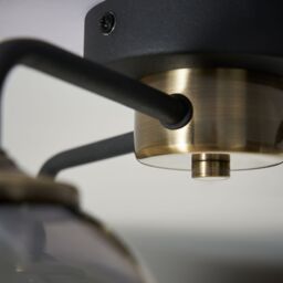 Inlight Agile Flush Matt Glass & Metal Black Antique Brass & Smoked Glass Effect 3 Lamp Led Ceiling Light - thumbnail 3