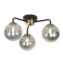Inlight Agile Flush Matt Glass & Metal Black Antique Brass & Smoked Glass Effect 3 Lamp Led Ceiling Light - thumbnail 4