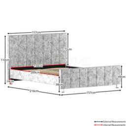 Lassic Vida Designs Valentina Crushed Velvet Silver Ukfr 5Ft King Size Bed Frame, 200 X 150Cm - thumbnail 2