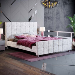 Lassic Vida Designs Valentina Crushed Velvet Silver Ukfr 5Ft King Size Bed Frame, 200 X 150Cm - thumbnail 1