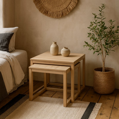 Wyld Haus Meadowbloom White Oak Set Of 2 Nesting Coffee Tables - image 1