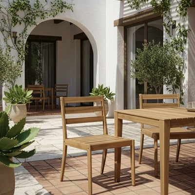 Beliani Garden 2 Chairs Set - Light Brown Rustic Acacia Outdoor Dining Chairs (Pack Of 2) - image 1