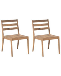 Beliani Garden 2 Chairs Set - Light Brown Rustic Acacia Outdoor Dining Chairs (Pack Of 2) - thumbnail 3
