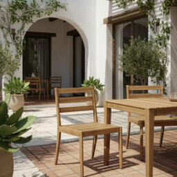Beliani Garden 2 Chairs Set - Light Brown Rustic Acacia Outdoor Dining Chairs (Pack Of 2) - thumbnail 1