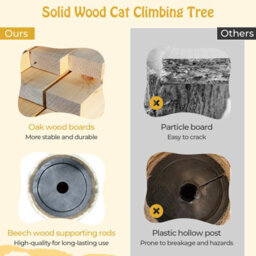 Costway 126Cm Tall Solid Wood Cat Tree Home 4-Tier Large Cat Tower W/ Beech Post - thumbnail 7