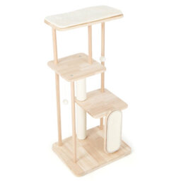 Costway 126Cm Tall Solid Wood Cat Tree Home 4-Tier Large Cat Tower W/ Beech Post - thumbnail 2