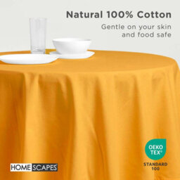 Homescapes Mustard Yellow Cotton Round Tablecloth 178 Cm - thumbnail 3