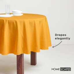 Homescapes Mustard Yellow Cotton Round Tablecloth 178 Cm - thumbnail 6