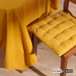 Homescapes Mustard Yellow Cotton Round Tablecloth 178 Cm - thumbnail 2