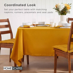 Homescapes Mustard Yellow Cotton Round Tablecloth 178 Cm - thumbnail 8