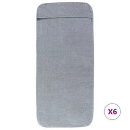 Berkfield Beach Towels 6 Pcs Grey 60X135 Cm Fabric 400 Gsm - thumbnail 3