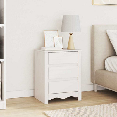 Walplus Bedside Cabinet Drammen White 45 X 35 X 56 Cm Solid Pine Wood - image 1