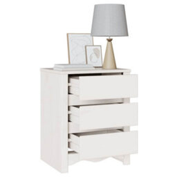 Walplus Bedside Cabinet Drammen White 45 X 35 X 56 Cm Solid Pine Wood - thumbnail 3