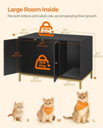 Songmics Premium Cat Box Hideaway, Raised Design With Scratch Mat, Elegant End Table Solution, Black And Gold - thumbnail 2